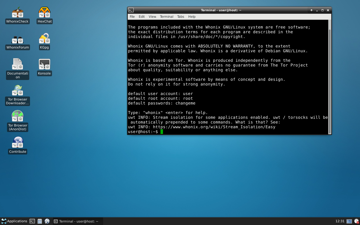 Whonix-Xfce-17.3.9.9.Intel_AMD64.ova screenshot 2