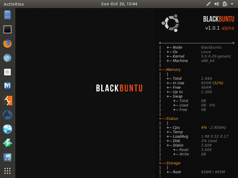 blackbuntu-1.0.1-20191001-gnome-amd64.iso screenshot 1