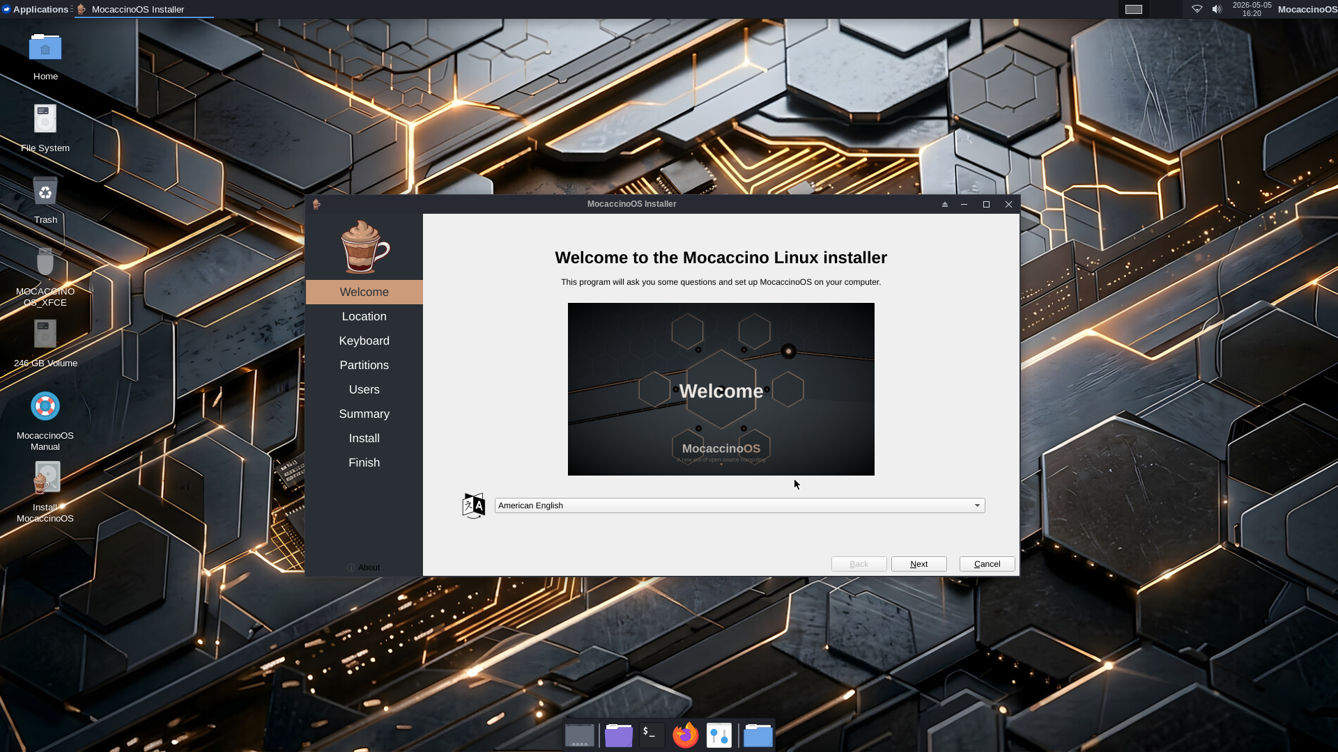 MocaccinoOS-XFCE-0.20260505.iso screenshot 2