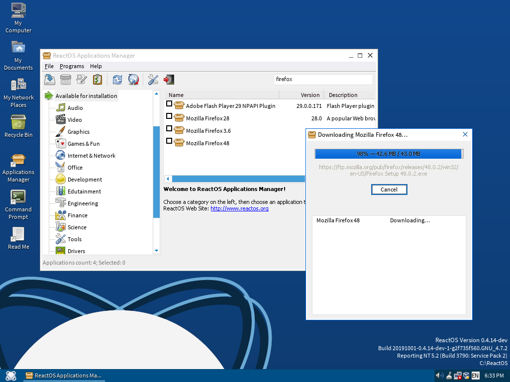 ReactOS 0.4.14 Live screenshot 1