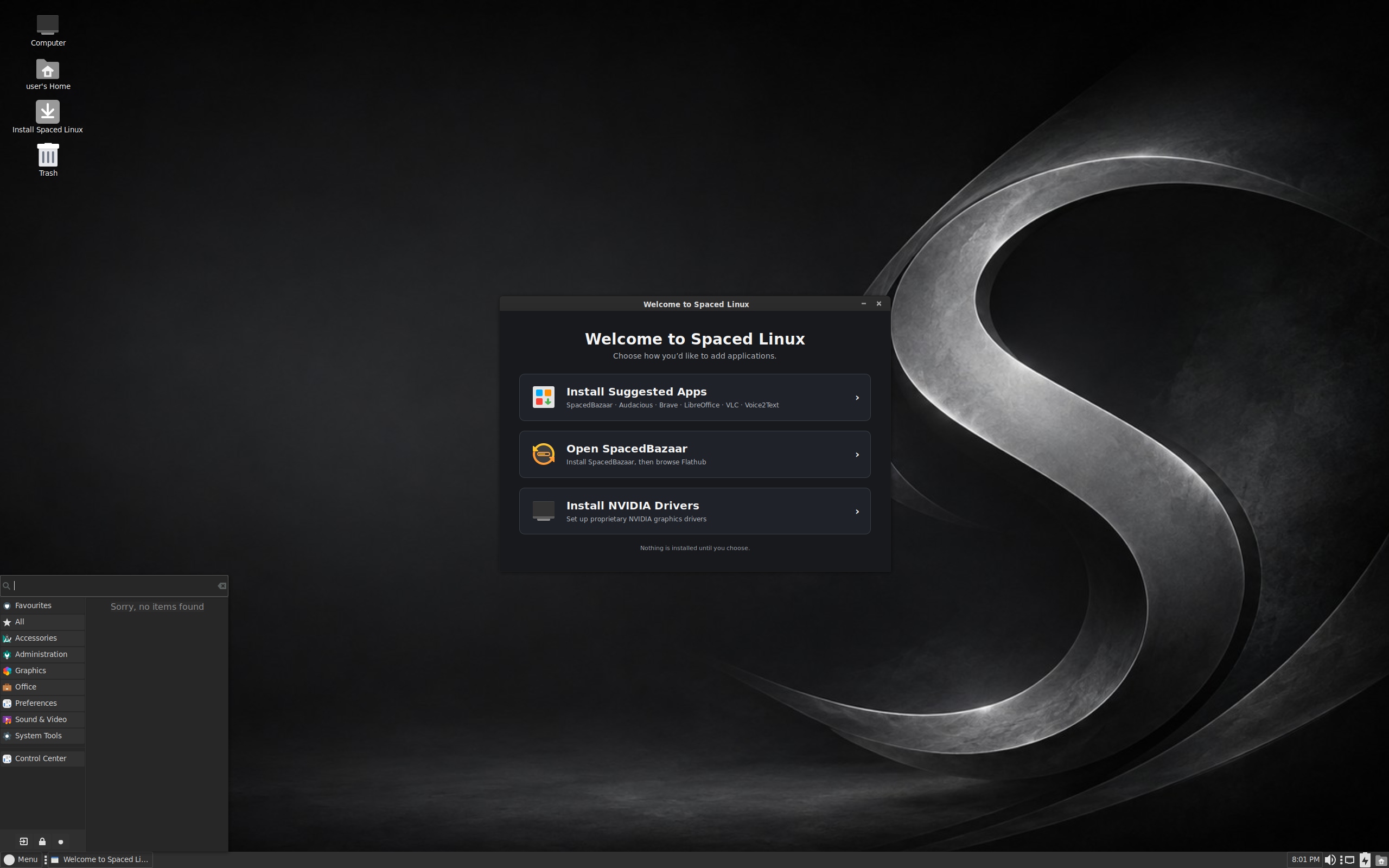 spaced-linux-8.26.7-amd64.iso screenshot 1