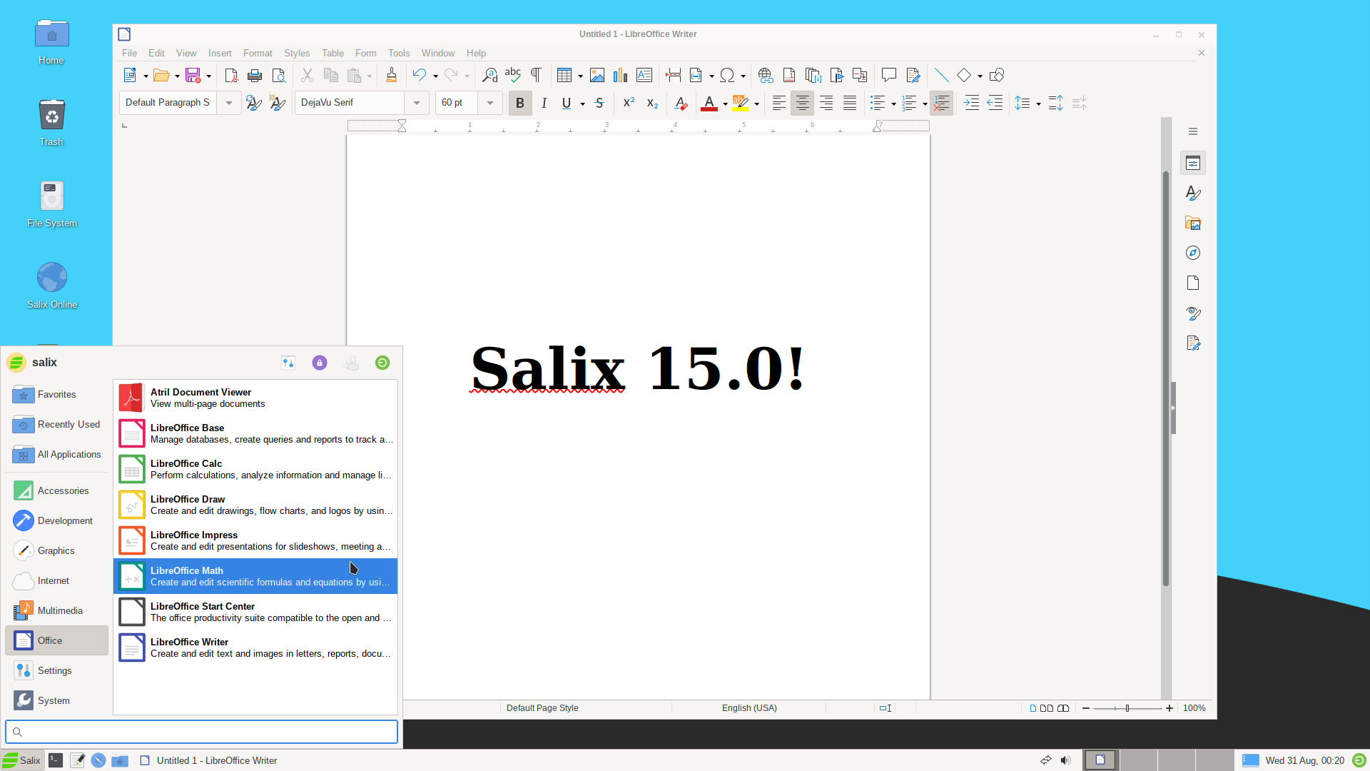 salixlive64-xfce-15.0.iso screenshot 1