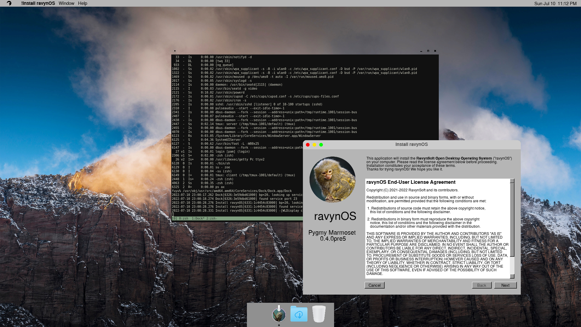 ravynOS_0.4.0pre4_f14_amd64.iso screenshot 2