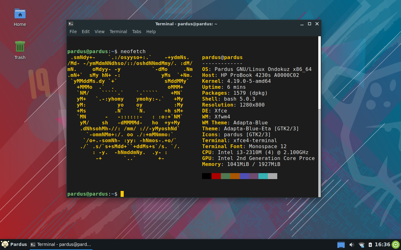 Pardus-19.2-XFCE-amd64 screenshot 1