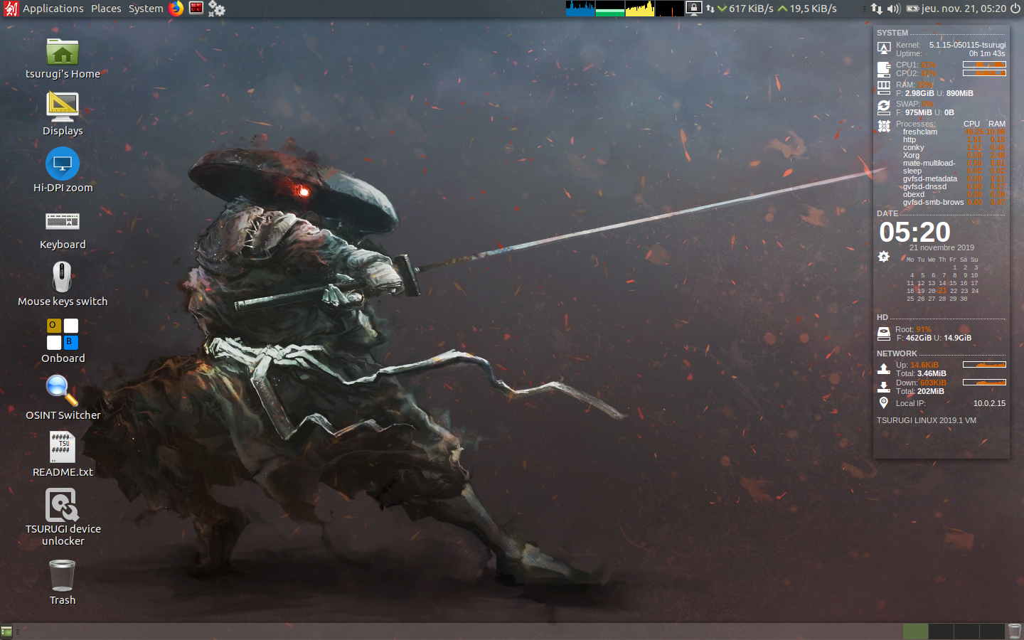 TSURUGI_LINUX_2019.1.ova screenshot 1