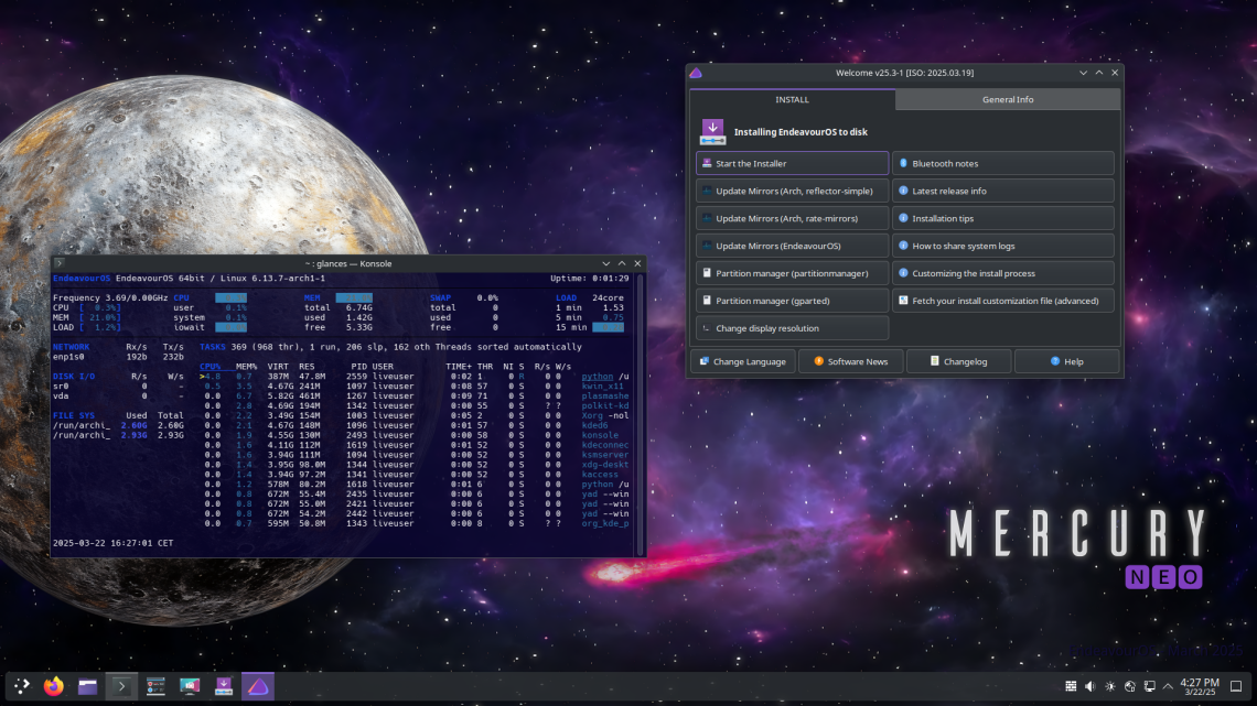EndeavourOS_Mercury-Neo-2025.03.19.iso screenshot 1