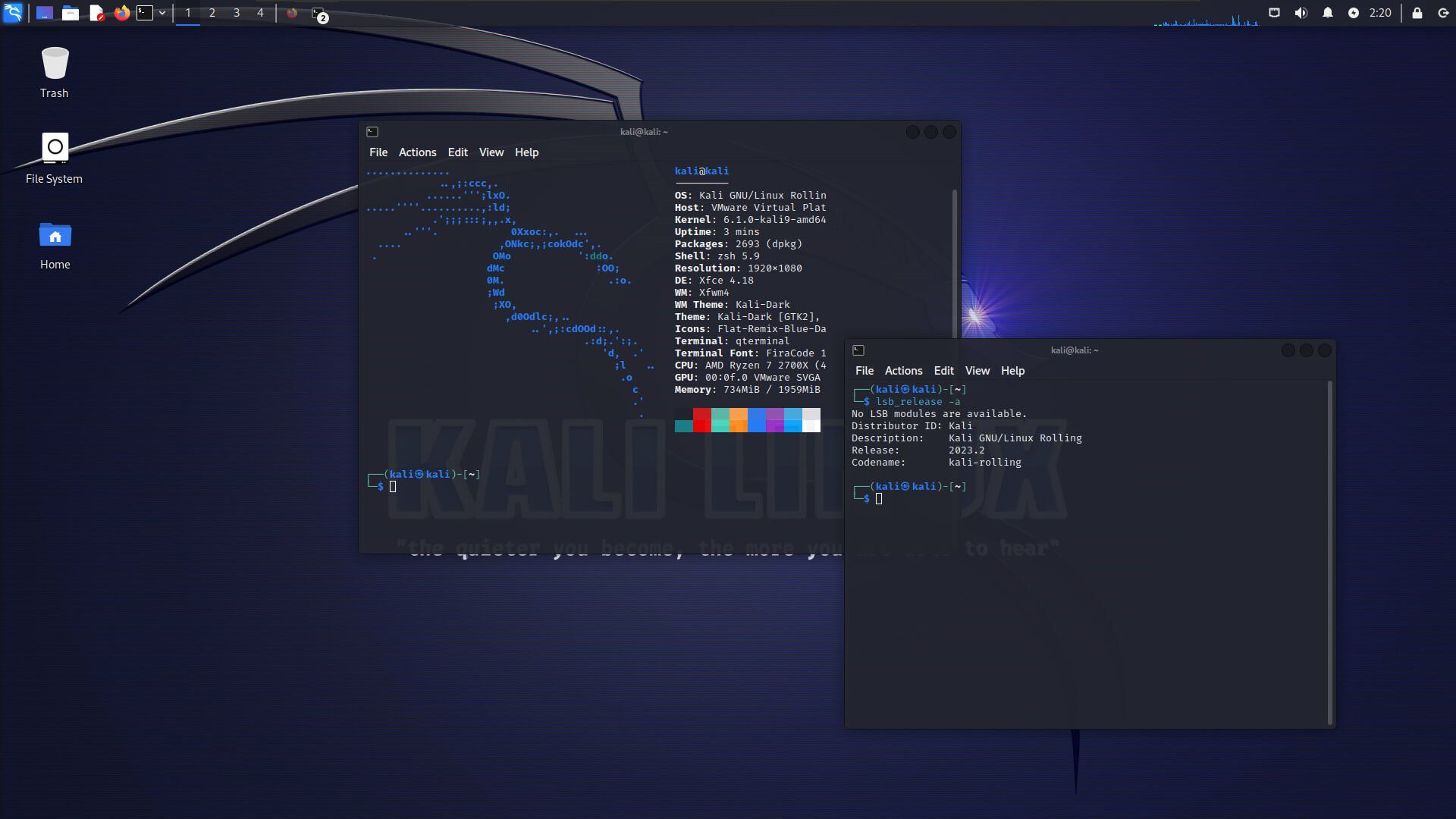 kali Linux 2024.1 Raspberry Pi armhf IMG XZ screenshot 1