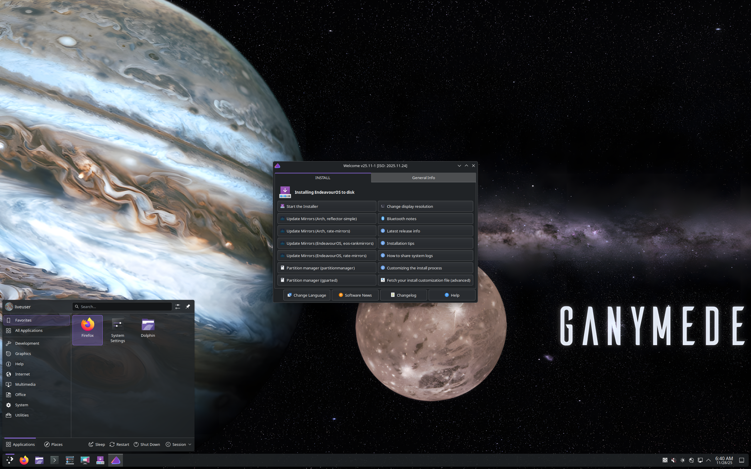 EndeavourOS_Ganymede-2025.11.24.iso screenshot 1