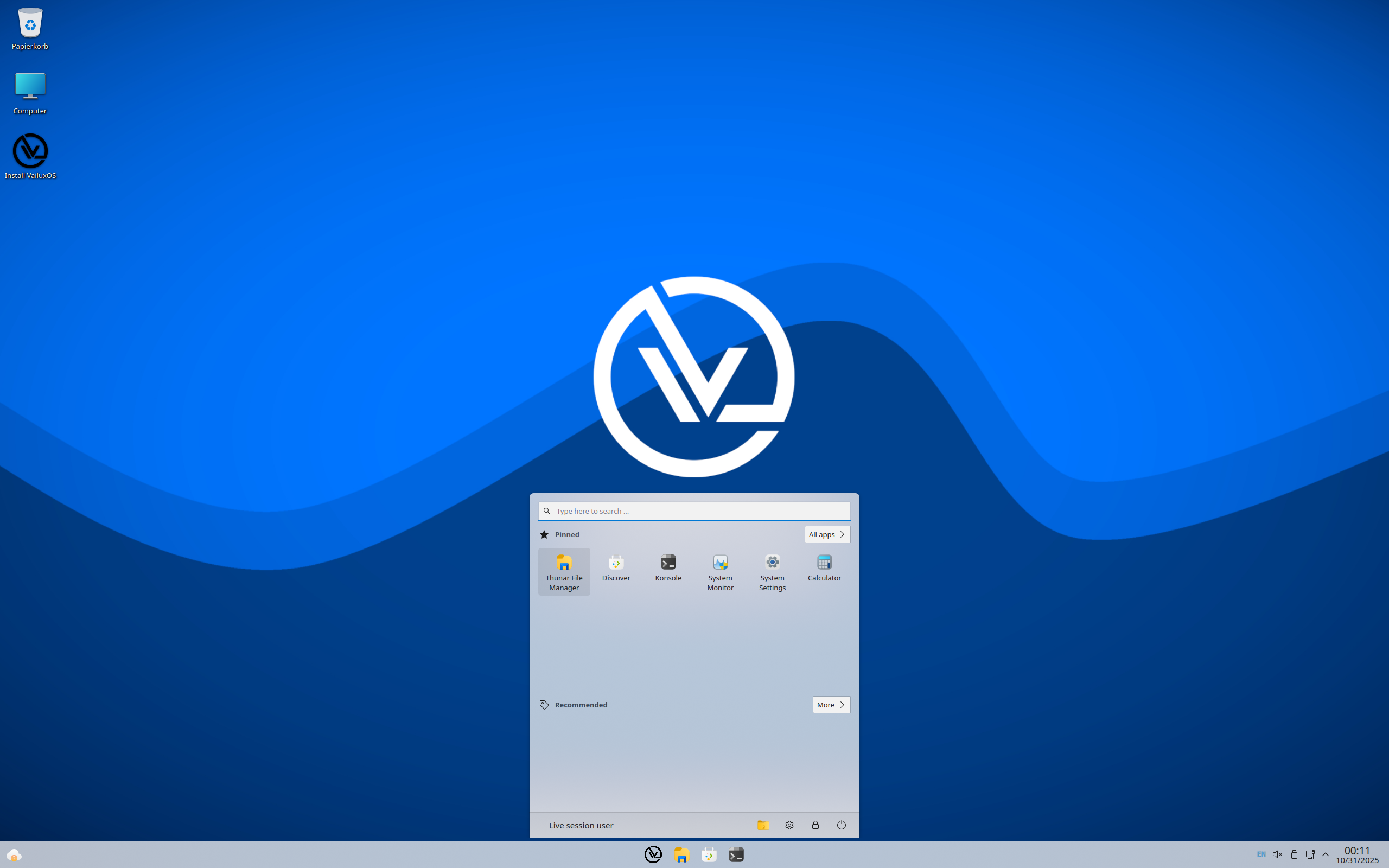 VailuxOS-1.6.1.1-desktop-stable-amd64.iso screenshot 1