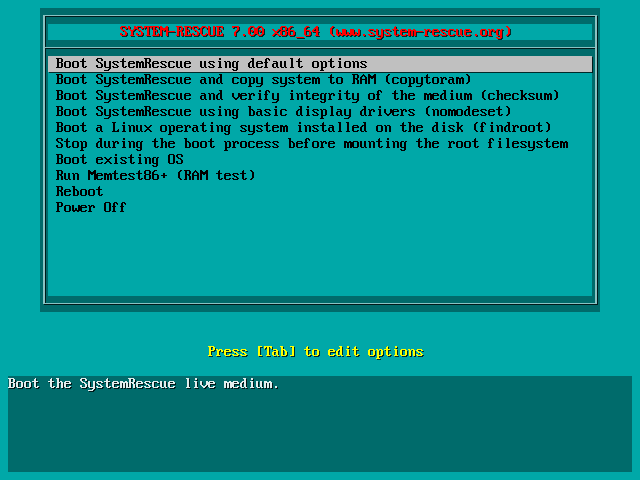 systemrescue-11.03-amd64.iso screenshot 1