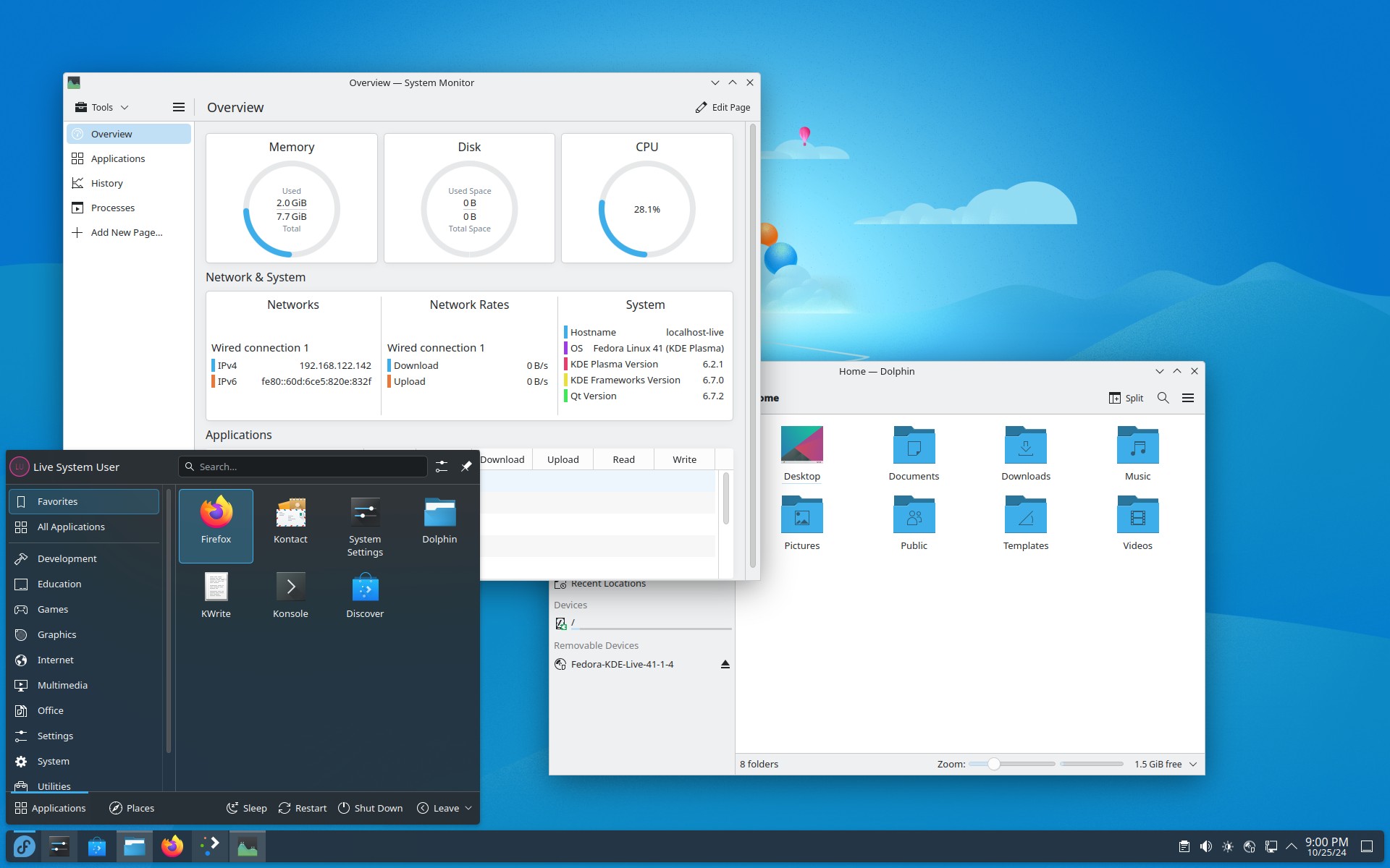 Fedora-KDE-Live-x86_64-41 screenshot 1