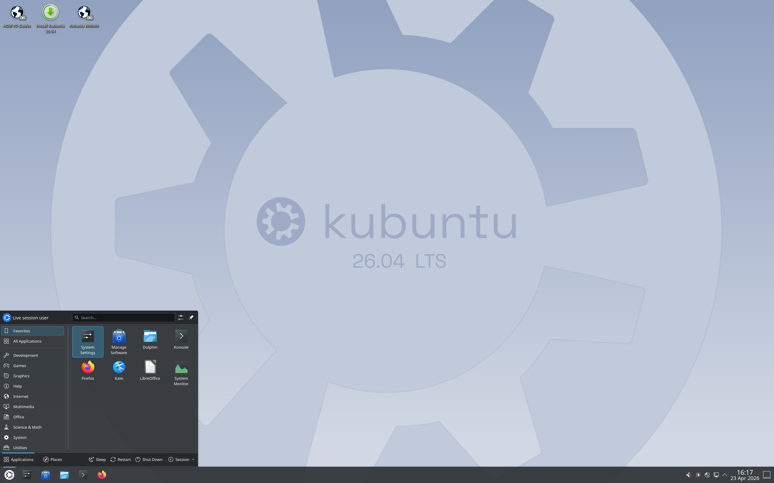 kubuntu-26.10-snapshot1-desktop-amd64.iso screenshot 1