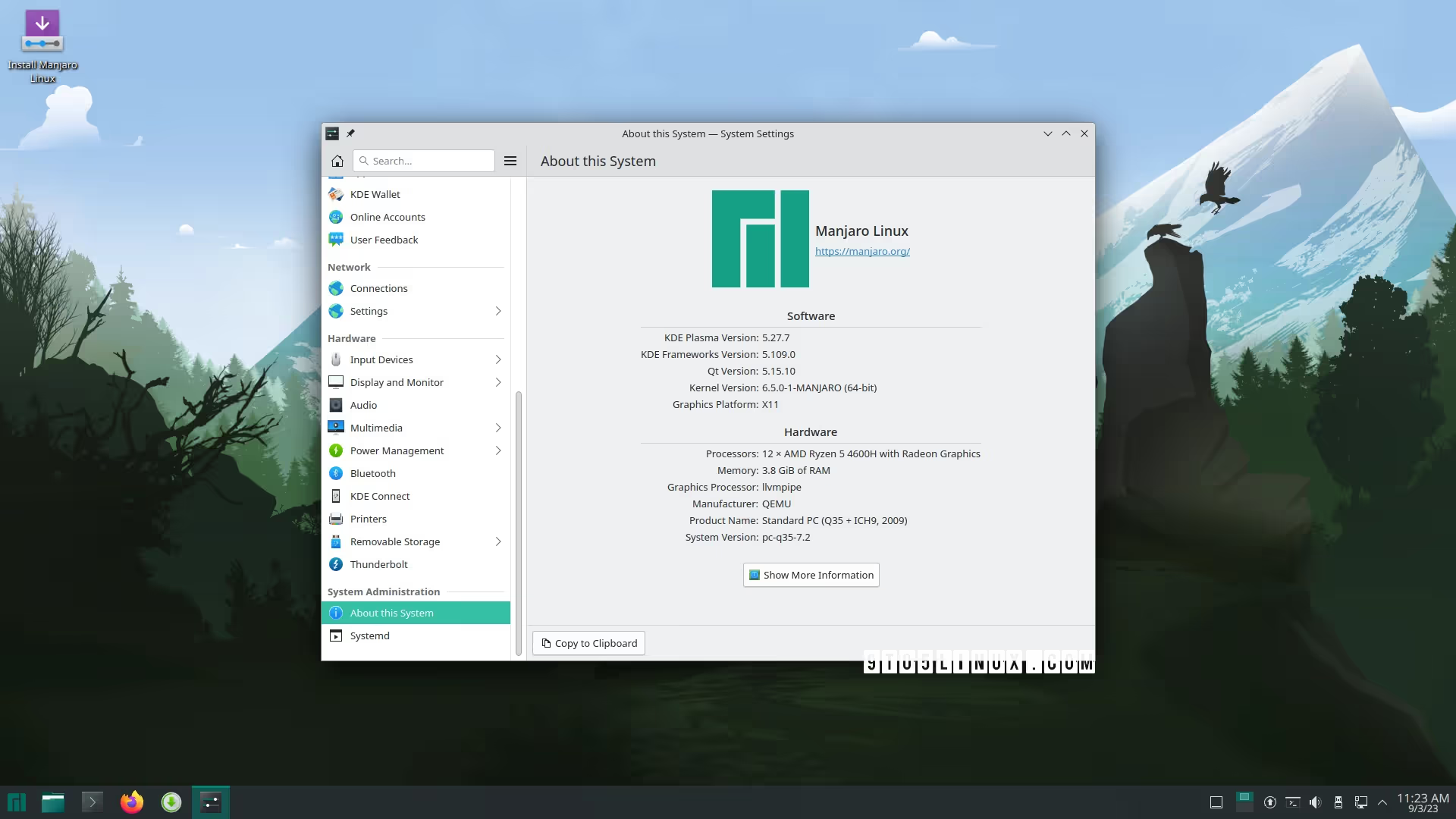 manjaro-kde-23.0-230903-linux65.iso screenshot 1